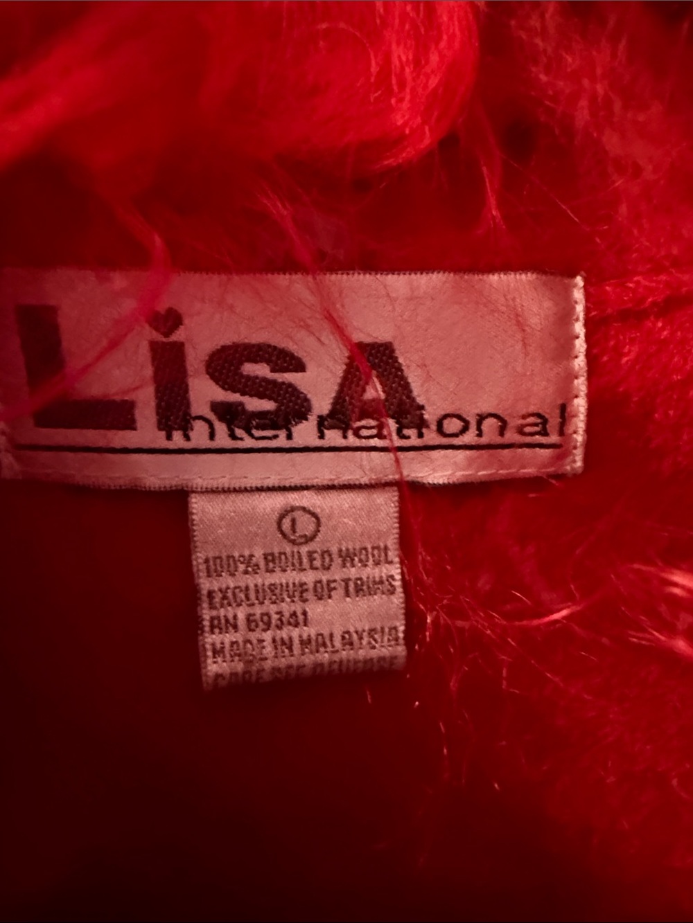 Lisa International Red Teddy Jacket with Curly Fur Collar - Picture 2 of 6